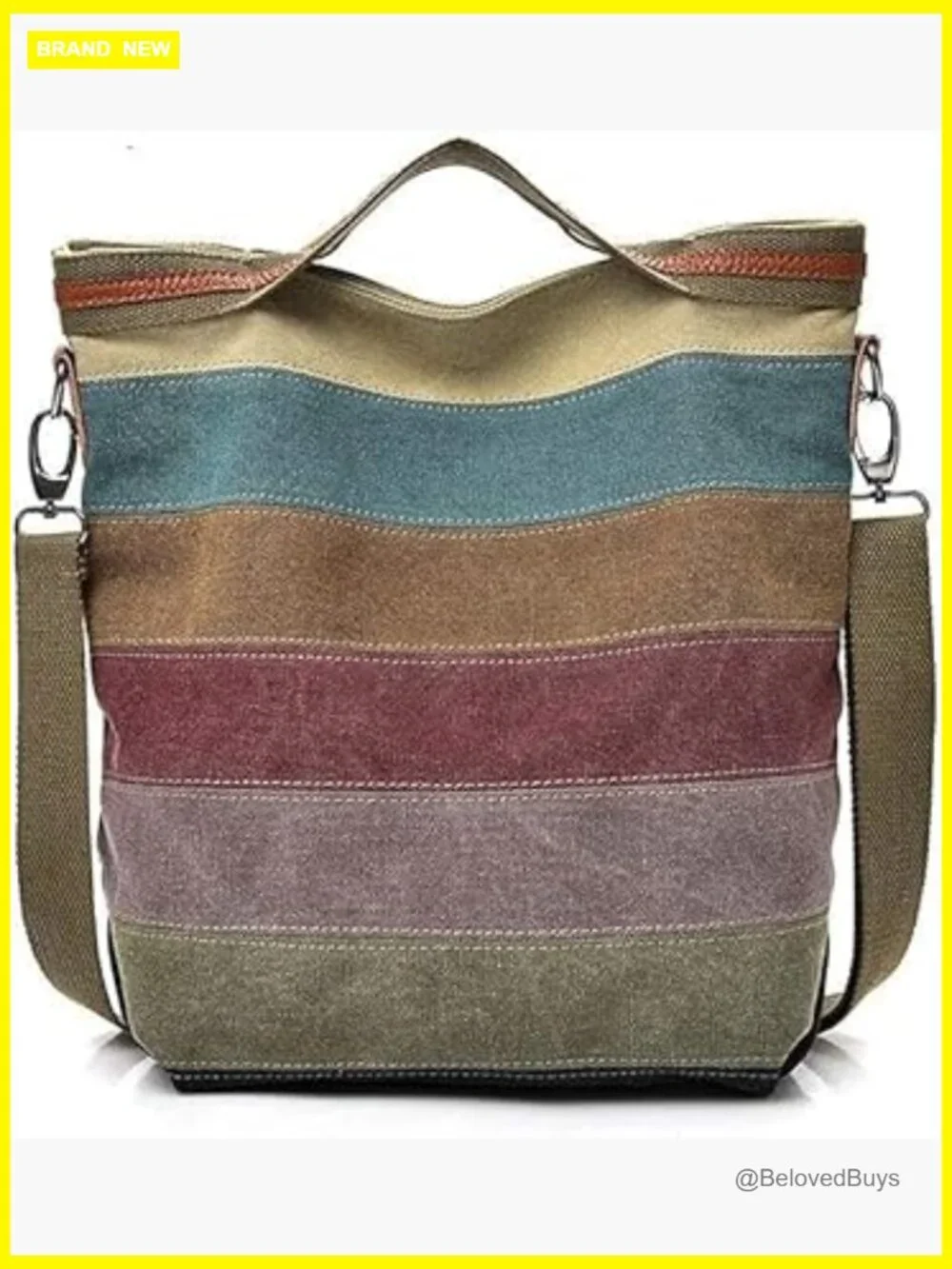 Canvas Hobo Tote with Adjustable Strap for Work Travel Casual - Picture 1 of 7
